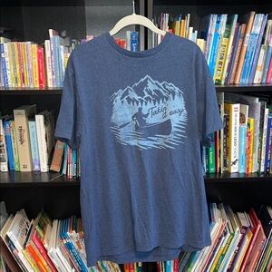 Men's Blue Graphic Tee with Mountain Design